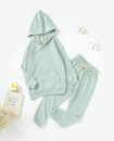 Organic Cotton 2Y-7Y Autumn Winter Casual Pullover Hooded Sweatshirt Pant set BS85F